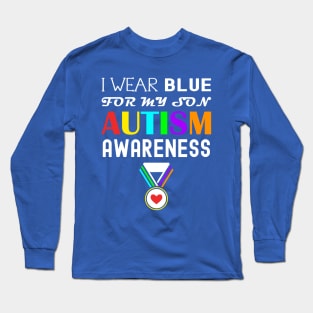 I Wear Blue For My Son Autism Awareness Long Sleeve T-Shirt